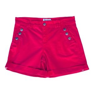 Denim Shorts Voile Bleue‎ The Roll Up  Stretch Jean Button Red Size 38